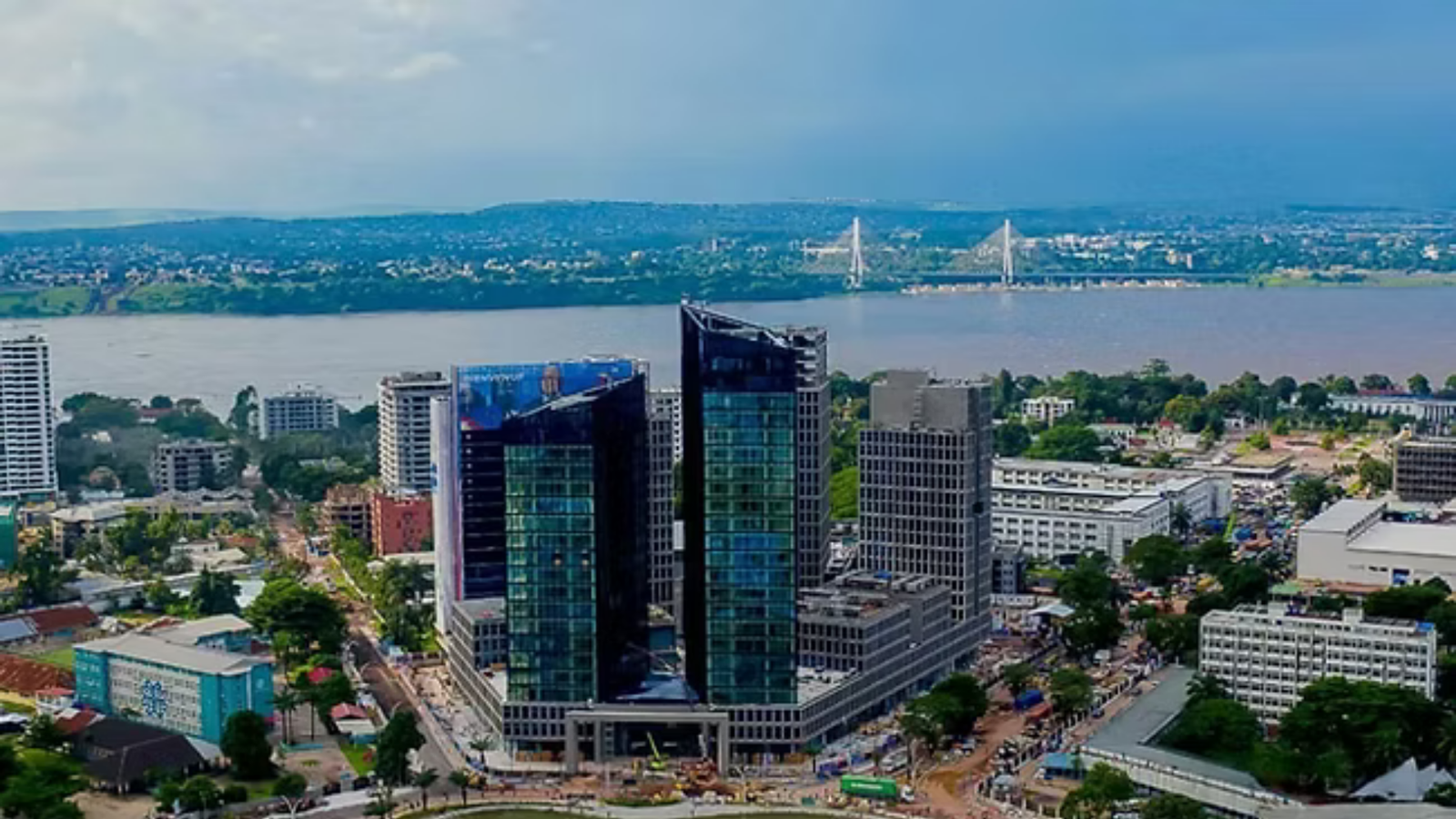 Kinshasa skyline on the Congo river